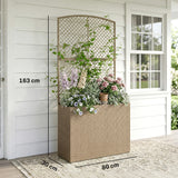 Rattan Outdoor Garden Planter With Trellis 80cm Wide - Velmora