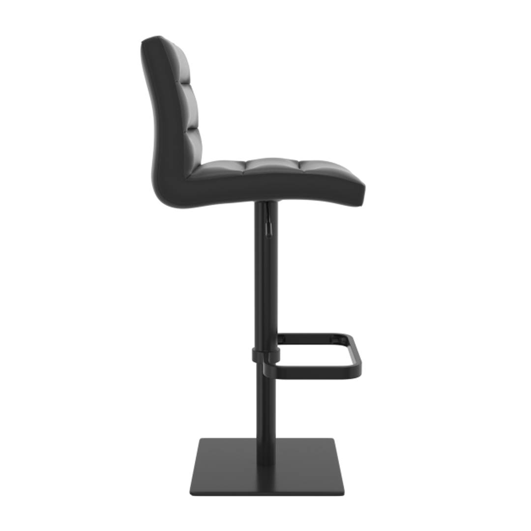 Real Leather Bar Stool With Black Base - Dunley