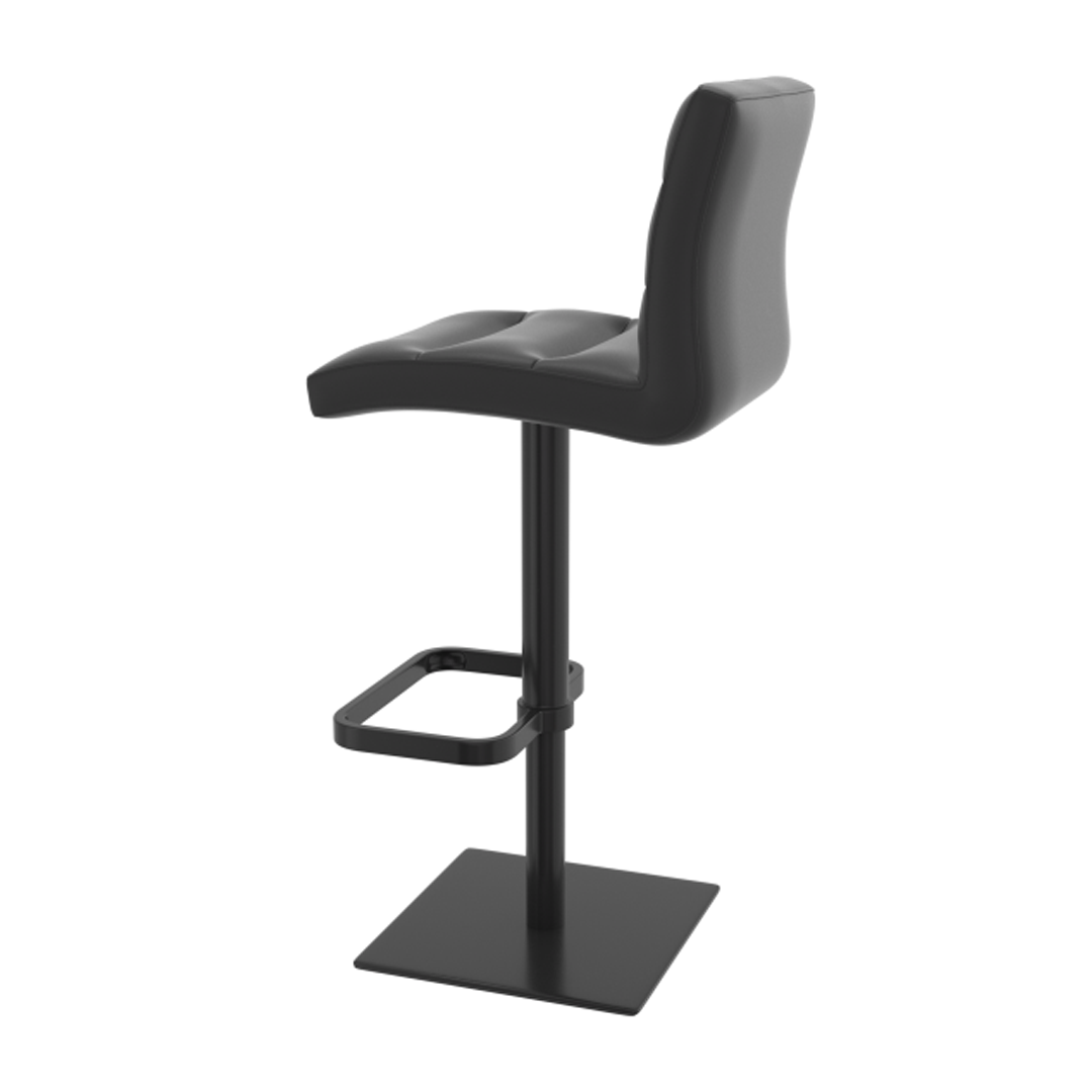Real Leather Bar Stool With Black Base - Dunley