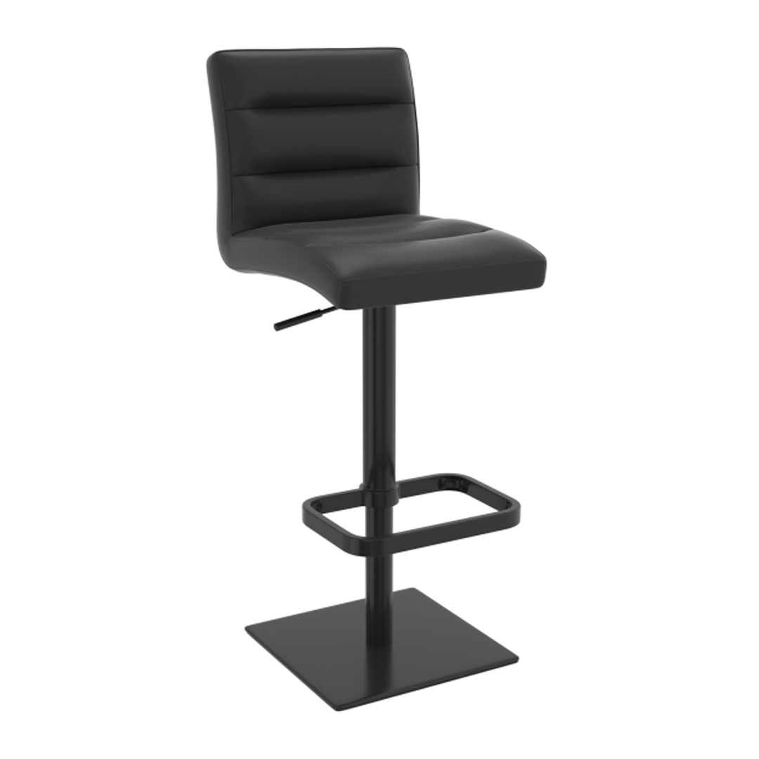 Real Leather Bar Stool With Black Base - Dunley