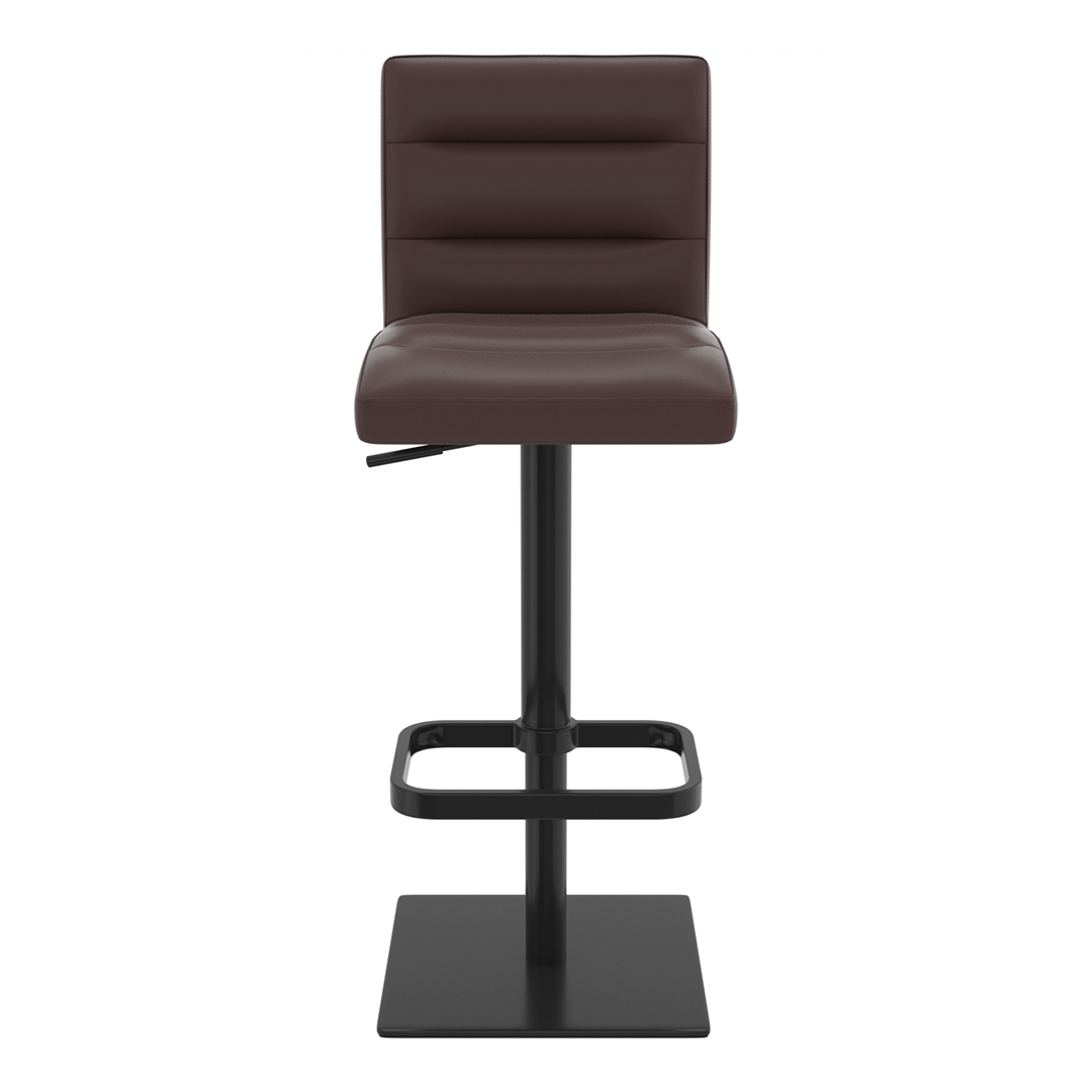 Real Leather Bar Stool With Black Base - Dunley