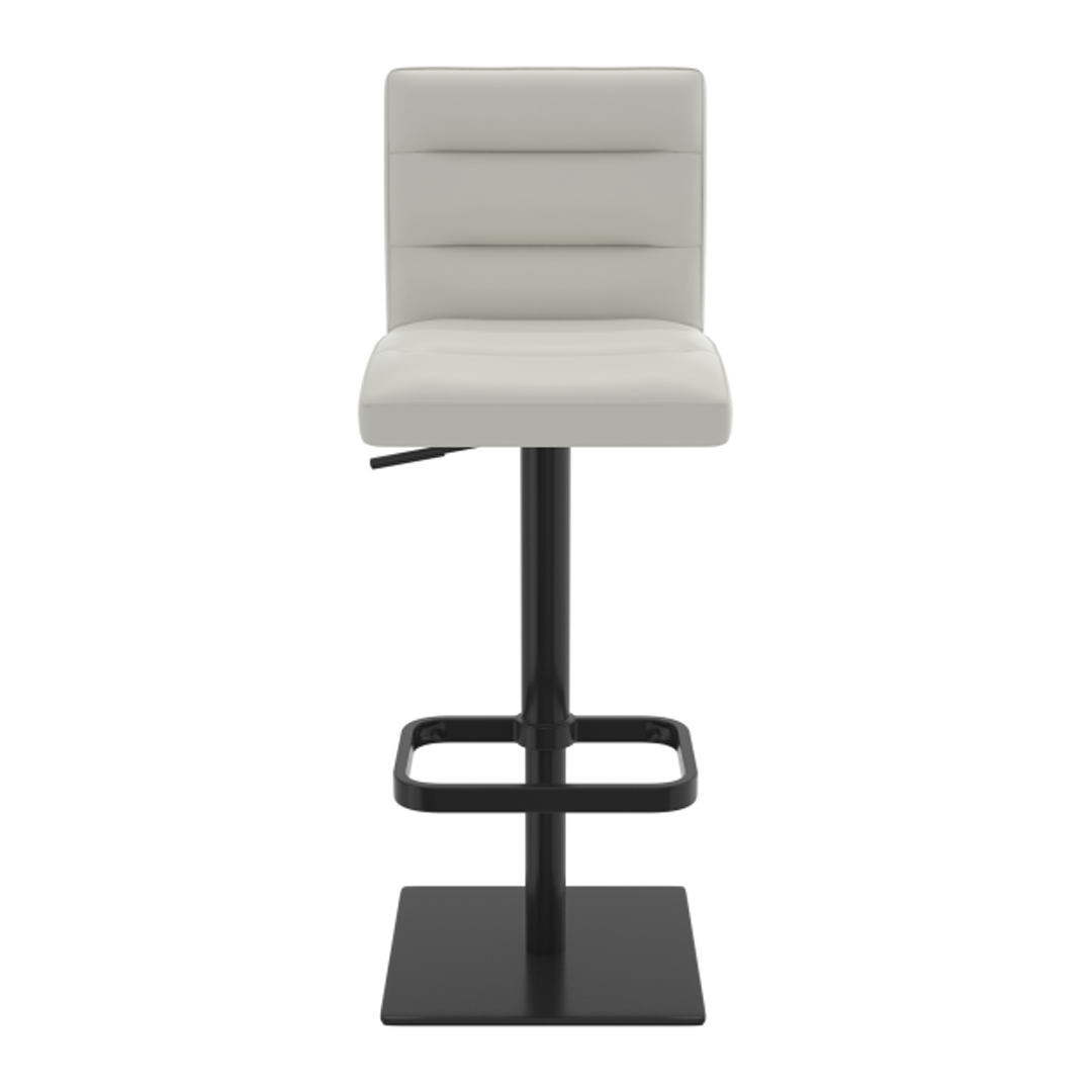 Real Leather Bar Stool With Black Base - Dunley
