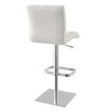 Real Leather Bar Stool With Brushed Chrome Base - Dunley