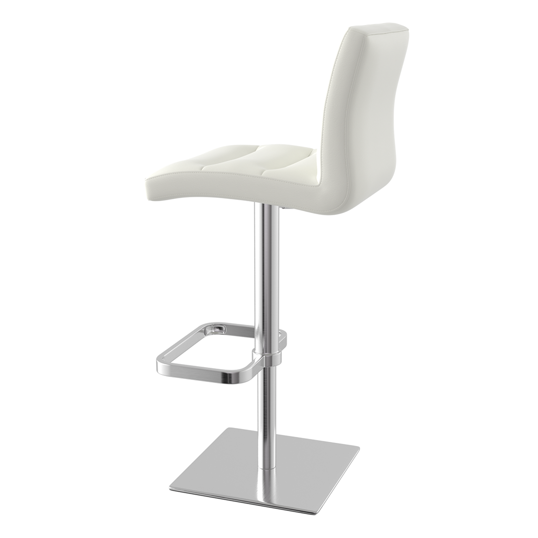 Real Leather Bar Stool With Brushed Chrome Base - Dunley
