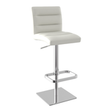Real Leather Bar Stool With Brushed Chrome Base - Dunley