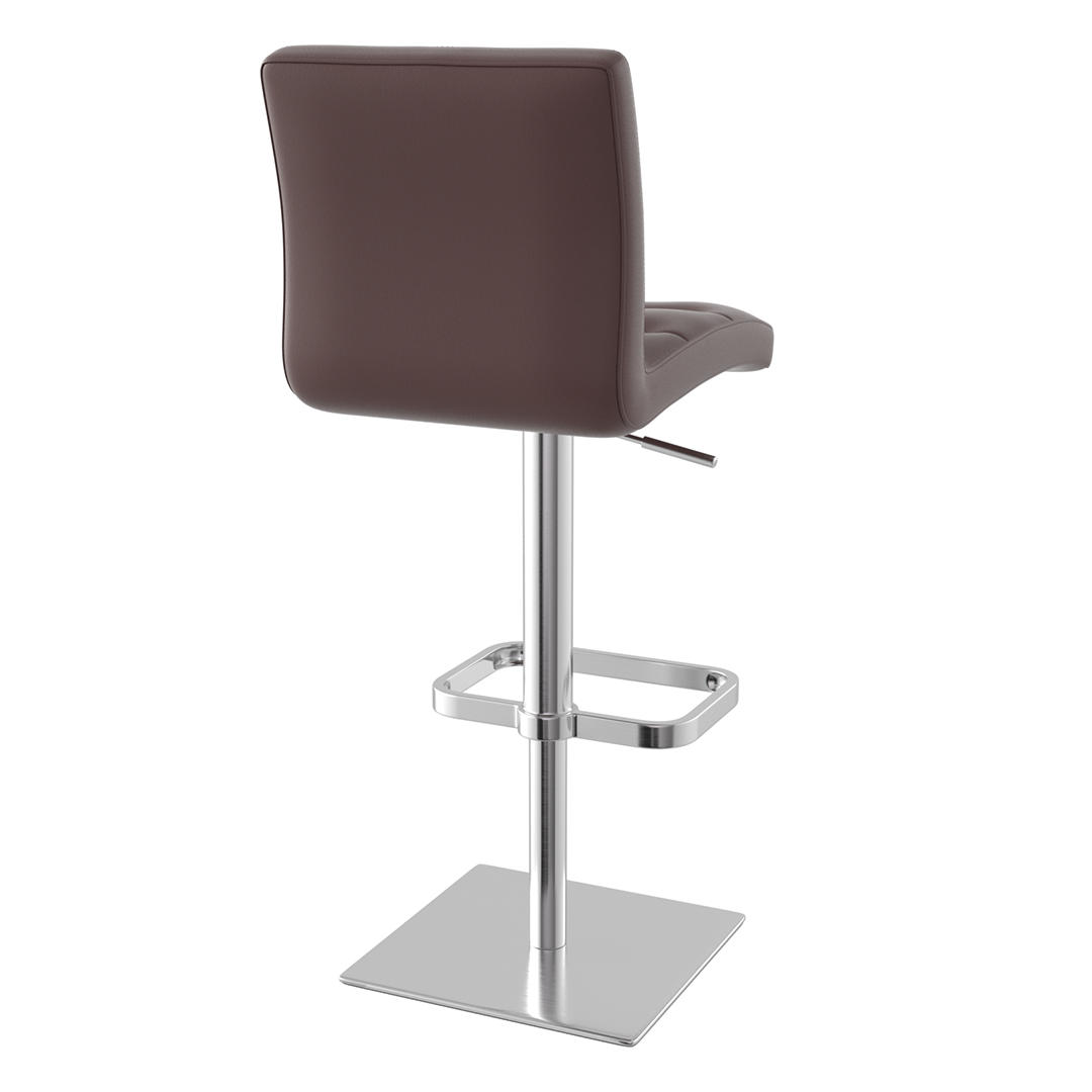 Real Leather Bar Stool With Brushed Chrome Base - Dunley