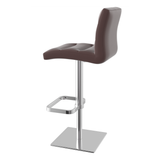 Real Leather Bar Stool With Brushed Chrome Base - Dunley
