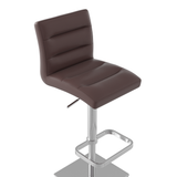 Real Leather Bar Stool With Brushed Chrome Base - Dunley