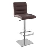 Real Leather Bar Stool With Brushed Chrome Base - Dunley