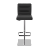 Real Leather Bar Stool With Brushed Chrome Base - Dunley