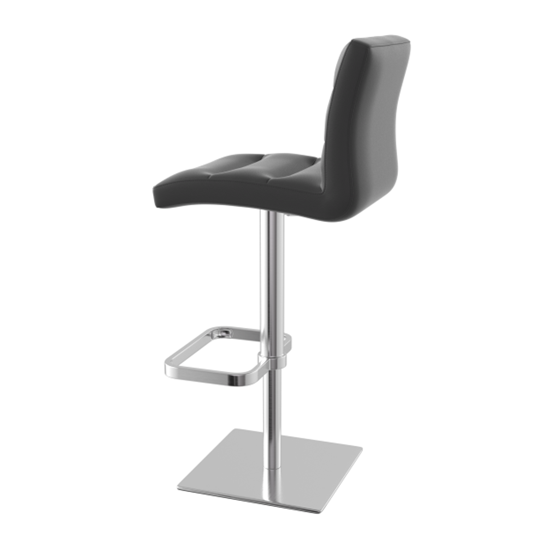 Real Leather Bar Stool With Brushed Chrome Base - Dunley