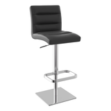 Real Leather Bar Stool With Brushed Chrome Base - Dunley