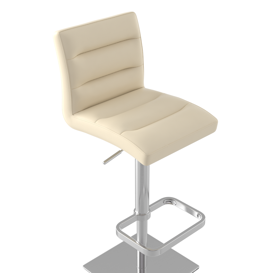 Real Leather Bar Stool With Brushed Chrome Base - Dunley