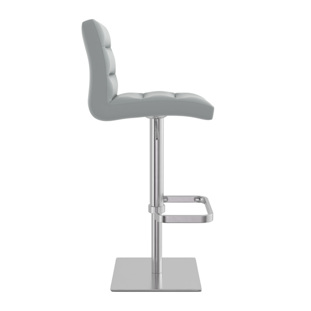 Real Leather Bar Stool With Brushed Chrome Base - Dunley