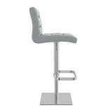 Real Leather Bar Stool With Brushed Chrome Base - Dunley