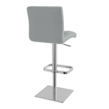 Real Leather Bar Stool With Brushed Chrome Base - Dunley