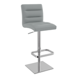 Real Leather Bar Stool With Brushed Chrome Base - Dunley