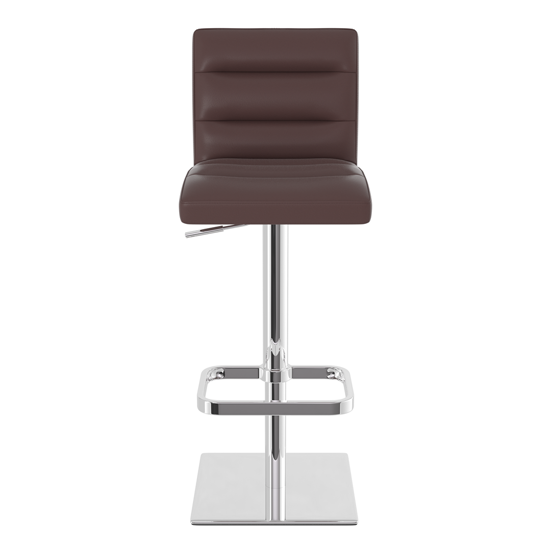 Real Leather Bar Stool With Chrome Base - Dunley