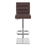 Real Leather Bar Stool With Chrome Base - Dunley