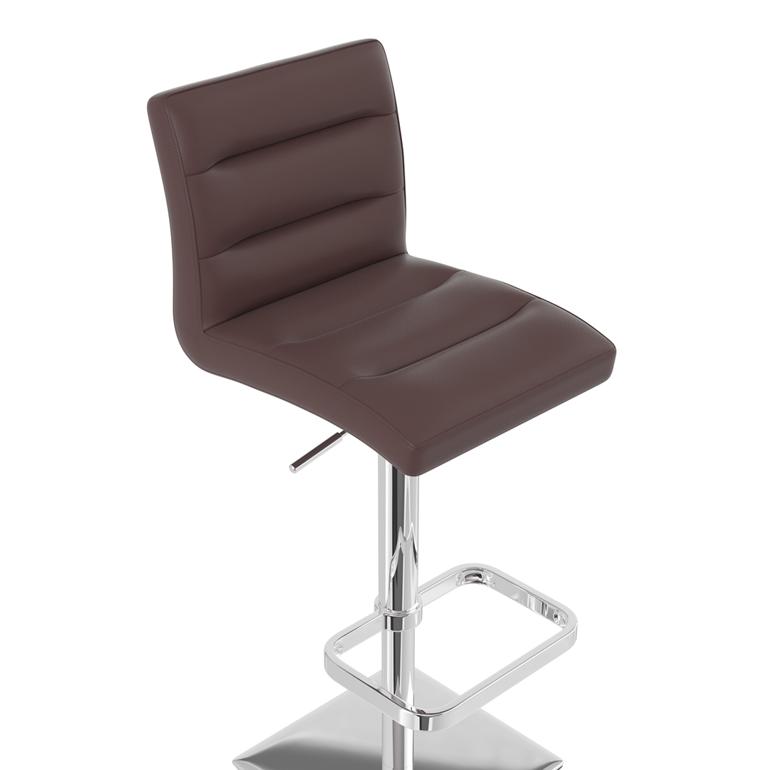 Real Leather Bar Stool With Chrome Base - Dunley