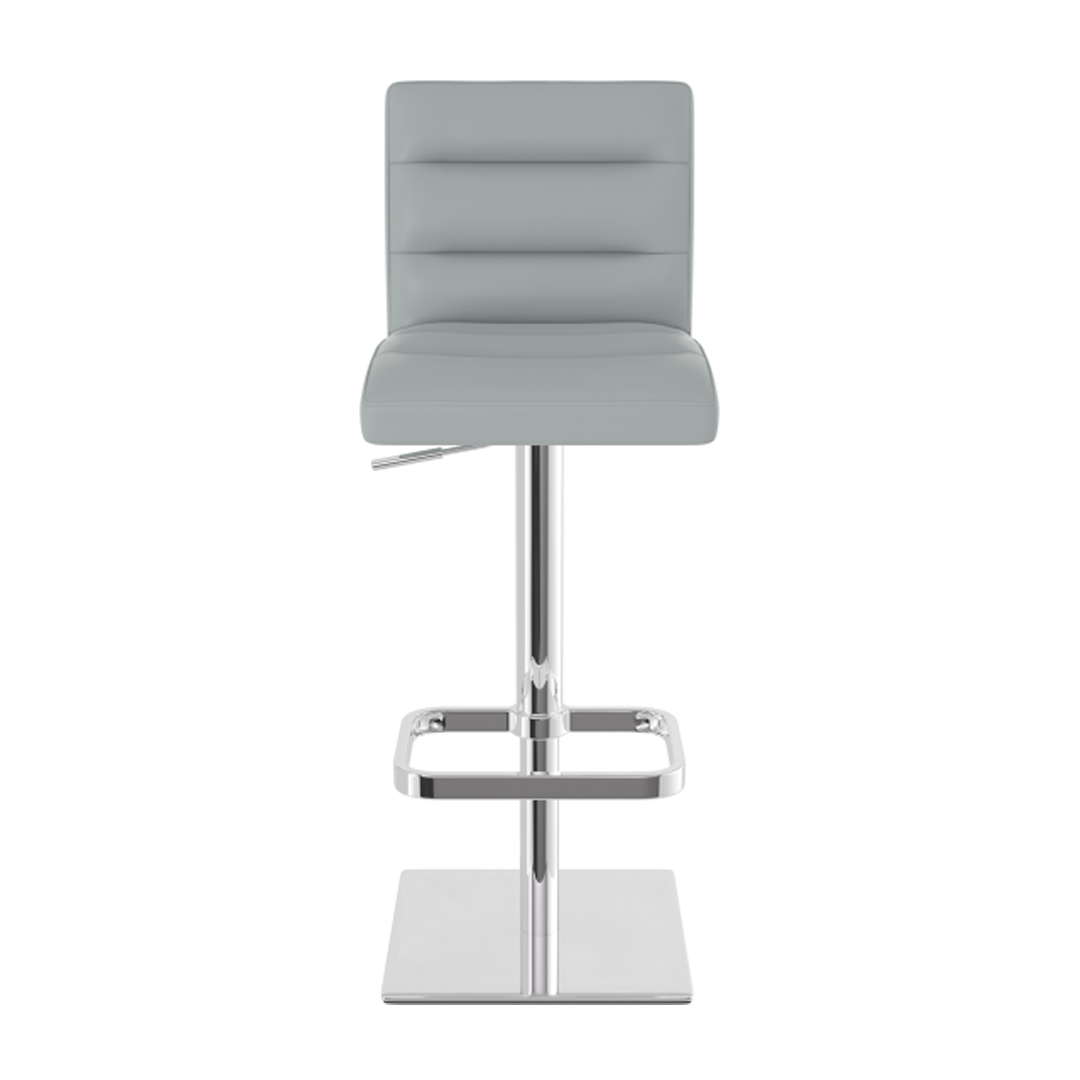 Real Leather Bar Stool With Chrome Base - Dunley