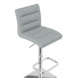 Real Leather Bar Stool With Chrome Base - Dunley