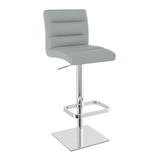 Real Leather Bar Stool With Chrome Base - Dunley