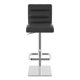 Real Leather Bar Stool With Chrome Base - Dunley