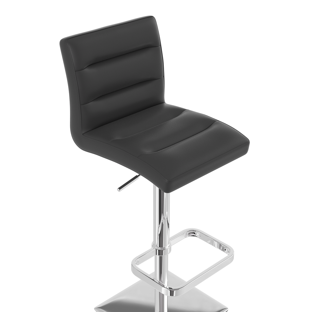 Real Leather Bar Stool With Chrome Base - Dunley