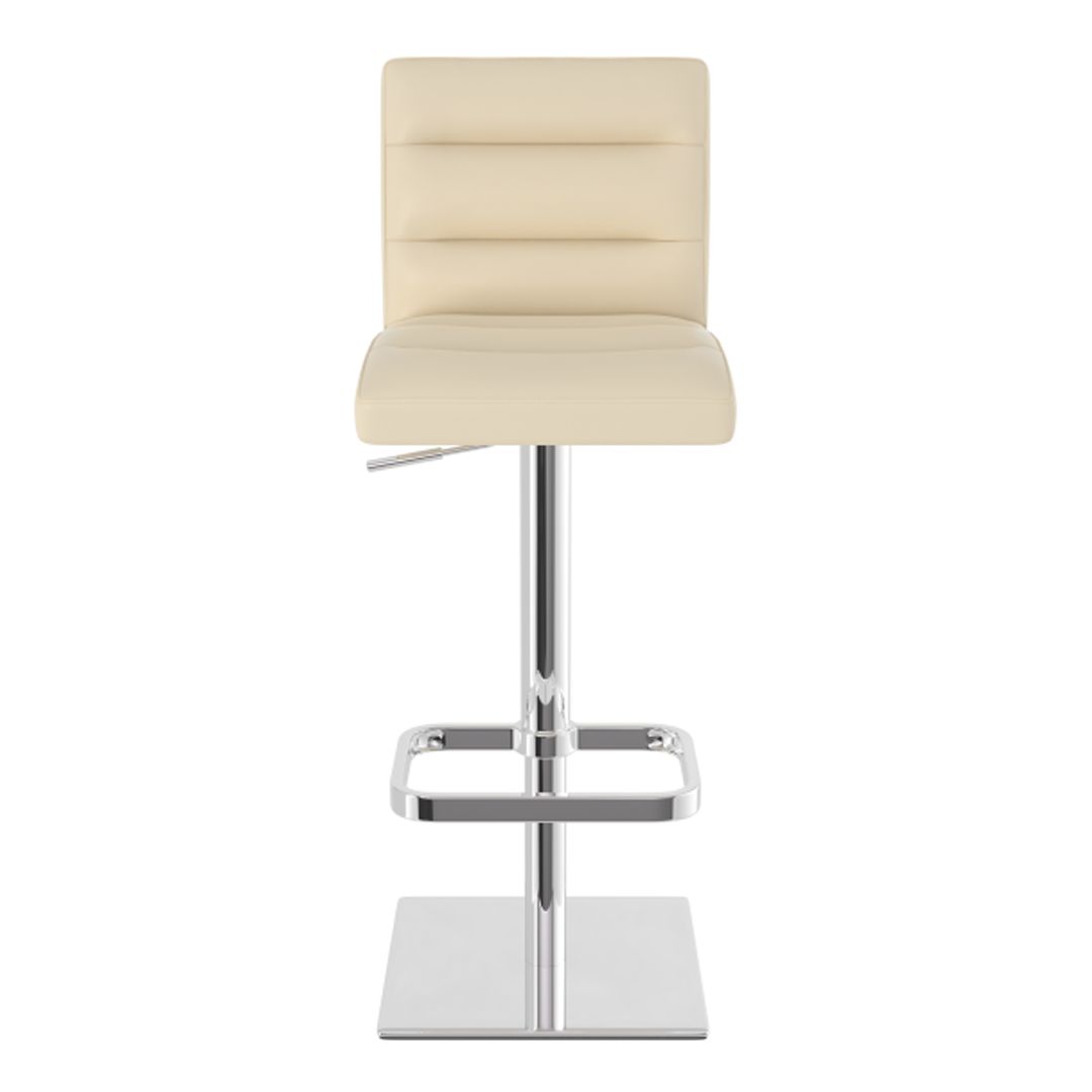 Real Leather Bar Stool With Chrome Base - Dunley