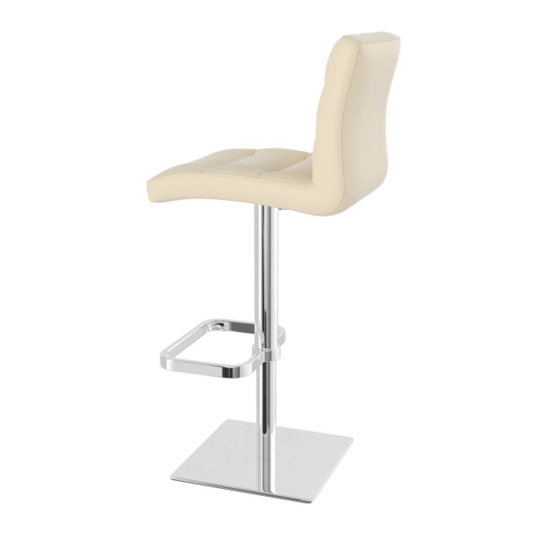 Real Leather Bar Stool With Chrome Base - Dunley