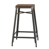 Rustic Wooden Bar Stool Backless - Frobisher