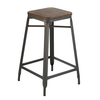 Rustic Wooden Bar Stool Backless - Frobisher