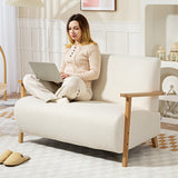 Sherpa Fabric 2 Seater Sofa 118cm Wide With Rubberwood Legs - Velmora