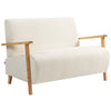 Sherpa Fabric 2 Seater Sofa 118cm Wide With Rubberwood Legs - Velmora