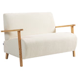 Sherpa Fabric 2 Seater Sofa 118cm Wide With Rubberwood Legs - Velmora