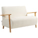 Sherpa Fabric 2 Seater Sofa 118cm Wide With Rubberwood Legs - Velmora