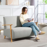 Sherpa Fabric 2 Seater Sofa 118cm Wide With Rubberwood Legs - Velmora