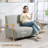 Sherpa Fabric 2 Seater Sofa 118cm Wide With Rubberwood Legs - Velmora