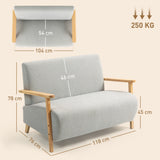 Sherpa Fabric 2 Seater Sofa 118cm Wide With Rubberwood Legs - Velmora