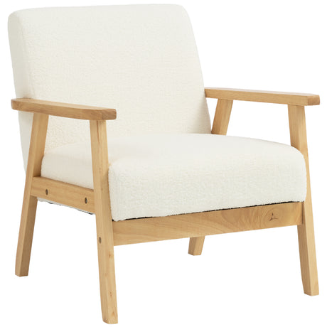 Sherpa Fleece Fabric Accent Chair 64cm Wide With Wooden Frame - Velmora