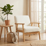 Sherpa Fleece Fabric Accent Chair 64cm Wide With Wooden Frame - Velmora