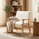 Sherpa Fleece Fabric Accent Chair 64cm Wide With Wooden Frame - Velmora