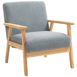 Sherpa Fleece Fabric Accent Chair 64cm Wide With Wooden Frame - Velmora