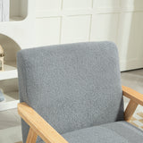 Sherpa Fleece Fabric Accent Chair 64cm Wide With Wooden Frame - Velmora
