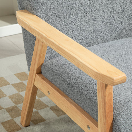 Sherpa Fleece Fabric Accent Chair 64cm Wide With Wooden Frame - Velmora