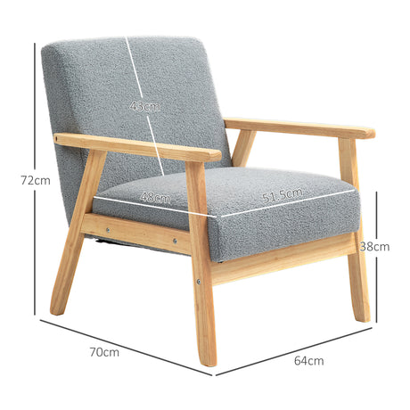 Sherpa Fleece Fabric Accent Chair 64cm Wide With Wooden Frame - Velmora