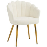 Sherpa Fleece Fabric Lounge Chair 61.5cm Wide With Metal Legs - Velmora