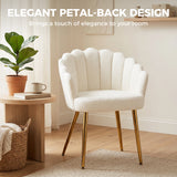 Sherpa Fleece Fabric Lounge Chair 61.5cm Wide With Metal Legs - Velmora