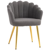 Sherpa Fleece Fabric Lounge Chair 61.5cm Wide With Metal Legs - Velmora